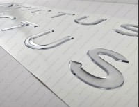 Invictus Boat Logo Chrome Raised Domed 3D Decals 54cm x 6cm 2pcs.